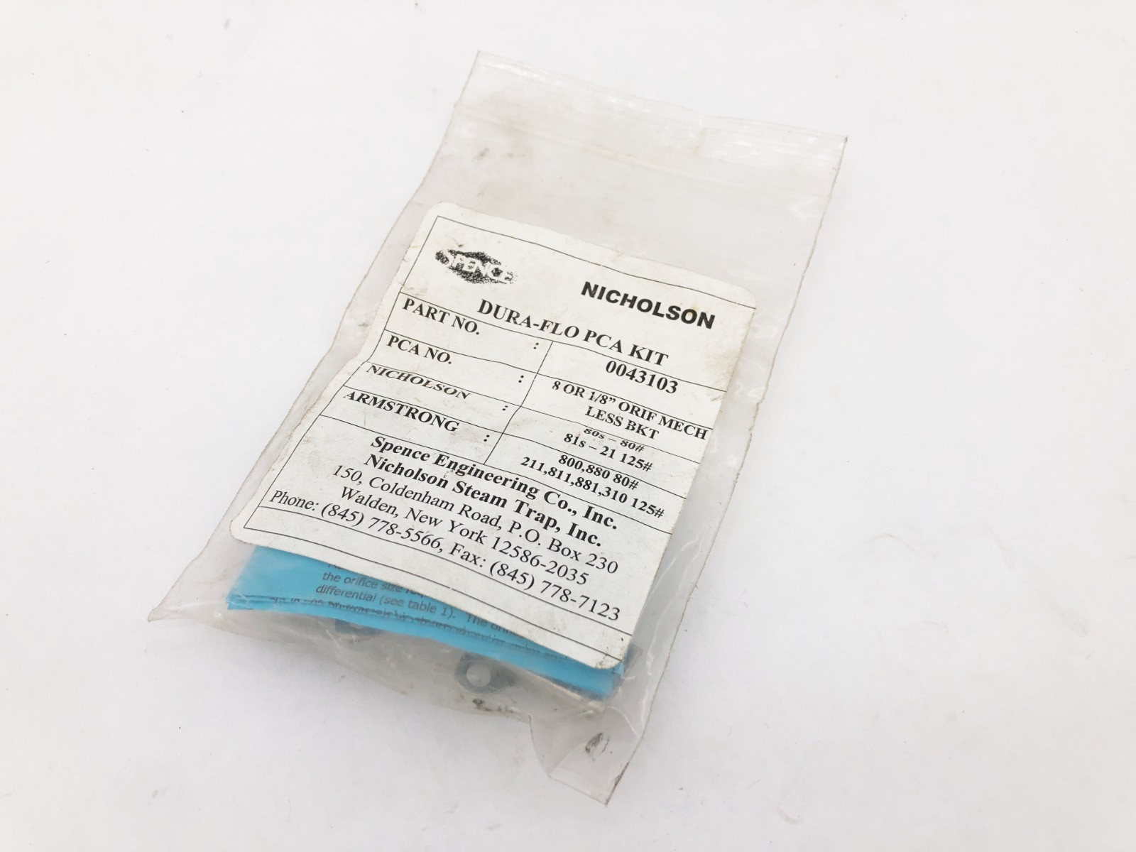 New Spence Nicholson 0043103 Repair Kit 8 OR 1/8″ ORIF MECH LESS BKT
