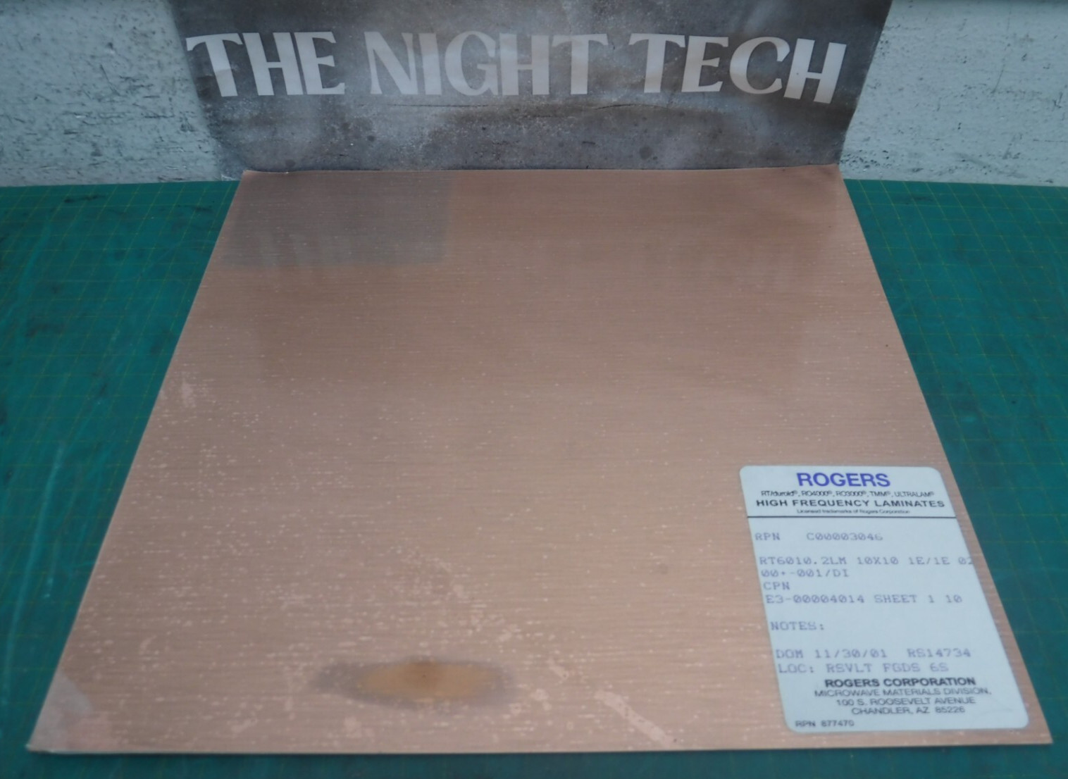 Rogers 6010.2 High Frequency Copper Laminate 10×10″ Sheet microwave board proto