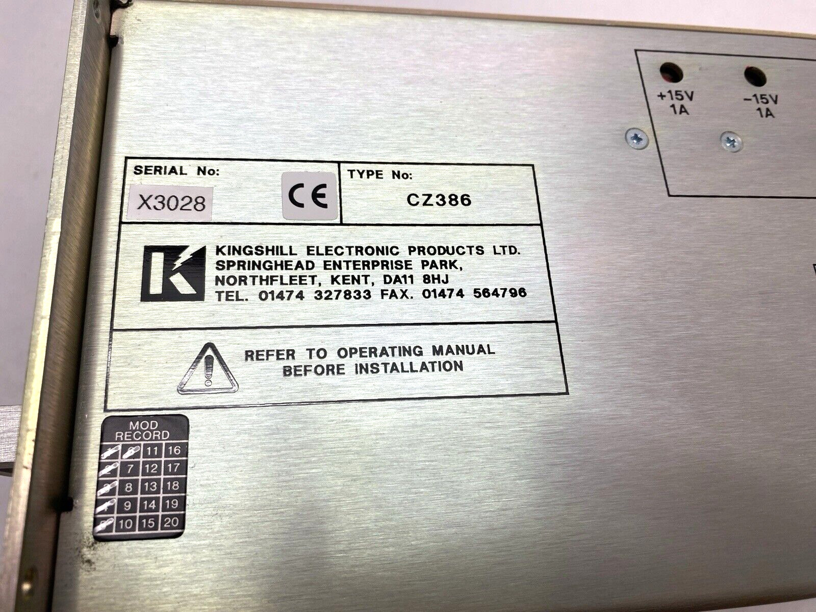 Oxford 1420-069 Power Supply Assembly X3028 Rev 7 Kingshill CZ386 -Missing Cover