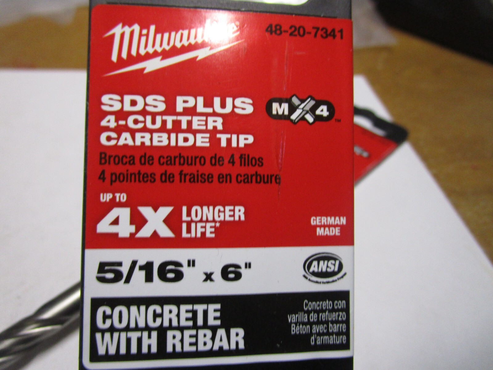 Milwaukee 5/16 In. X 6 In. Sds-plus 4-cutter Rotary Hammer Drill Bit QTY 2