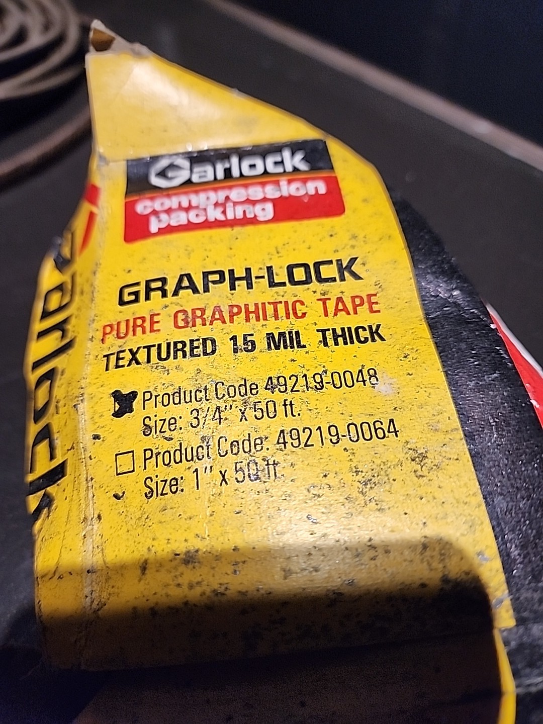 GARLOCK COMPRESSION PACKING GRAPH-LOCK PURE GRAPHITIC TAPE 15 MIL 3/4″X 200ft.
