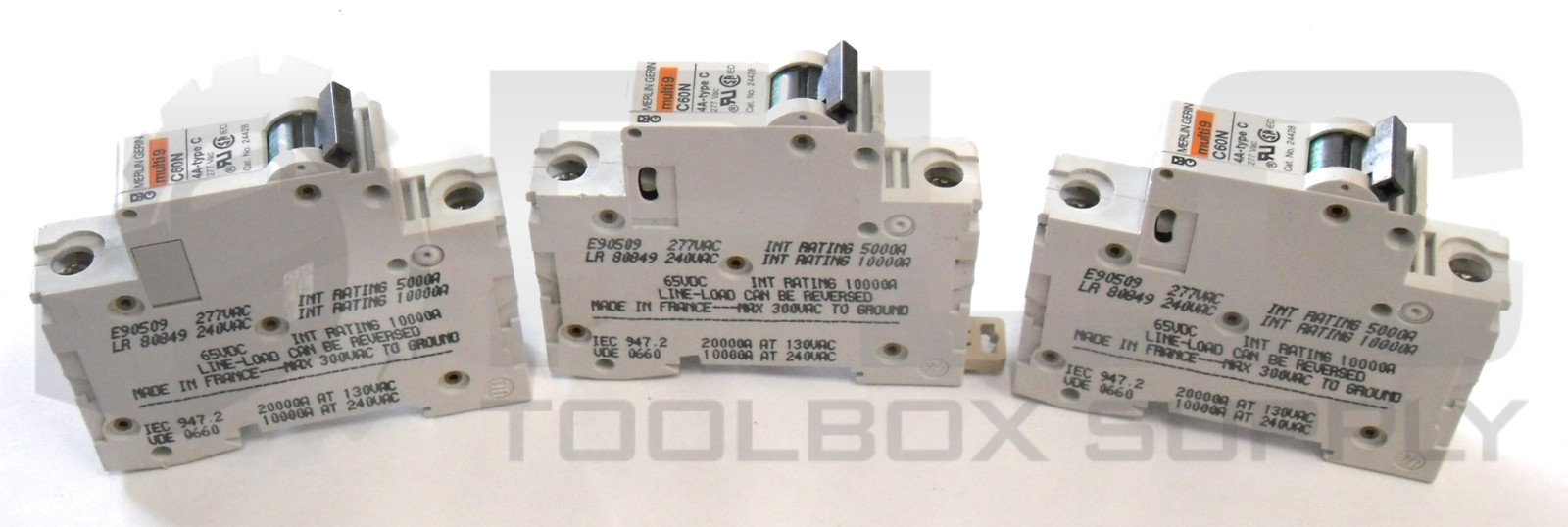 LOT OF 3 MERLIN GERIN C60N 4A-TYPE C CIRCUIT BREAKER 277VAC