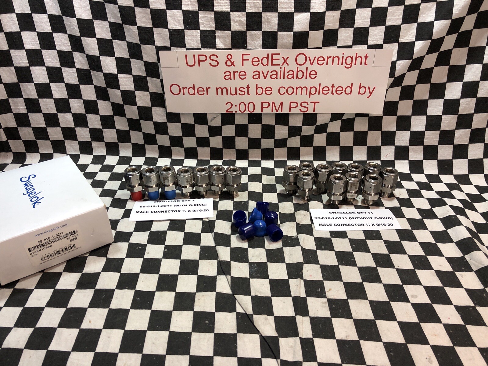 SWAGELOK MALE CONNECTOR ½” X 9/16-20, SS-810-1-0211, LOT OF 18 SHIPSAMEDAY#115P1