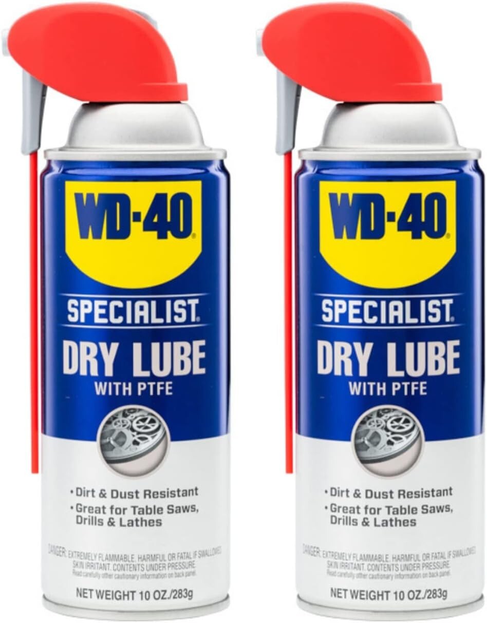 Dry Lube PTFE Spray with Smart Straw – Twin Pack for Tool Longevity 10 Oz.