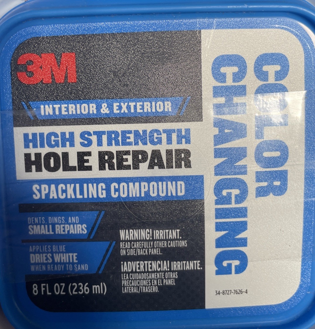 Spackling Compound 3M Color Changing High Strength Hole Repair, 8 Oz