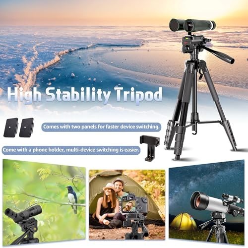 Lusweimi Binocular Tripod 72In Spotting Scope Stand W/ Phone Holder Carry Bag