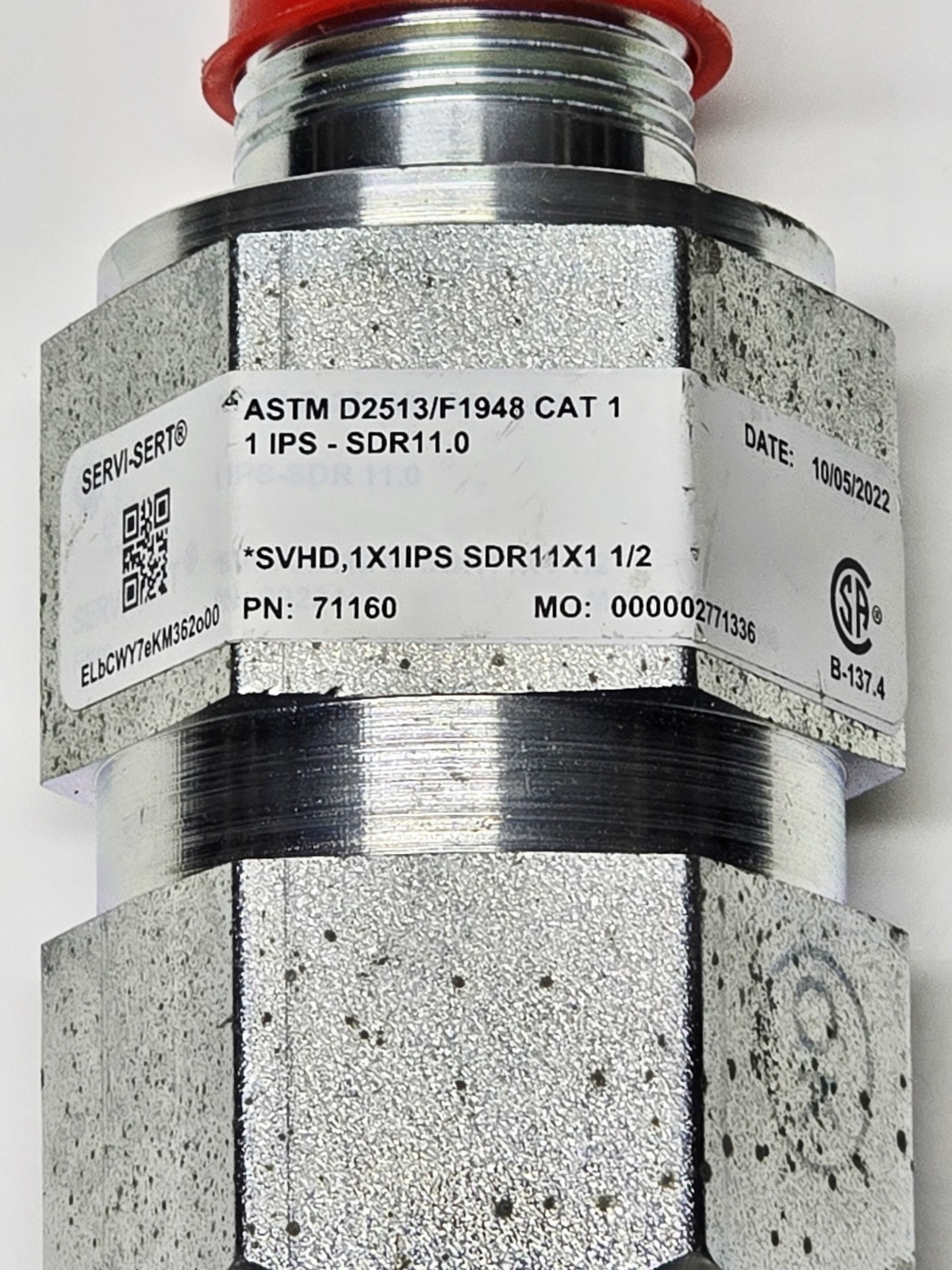 Servi-Sert 71160 1″ IPS SDR11 CAT 1 Transition Fitting ASTM D2513/F1948 Gas Pipe