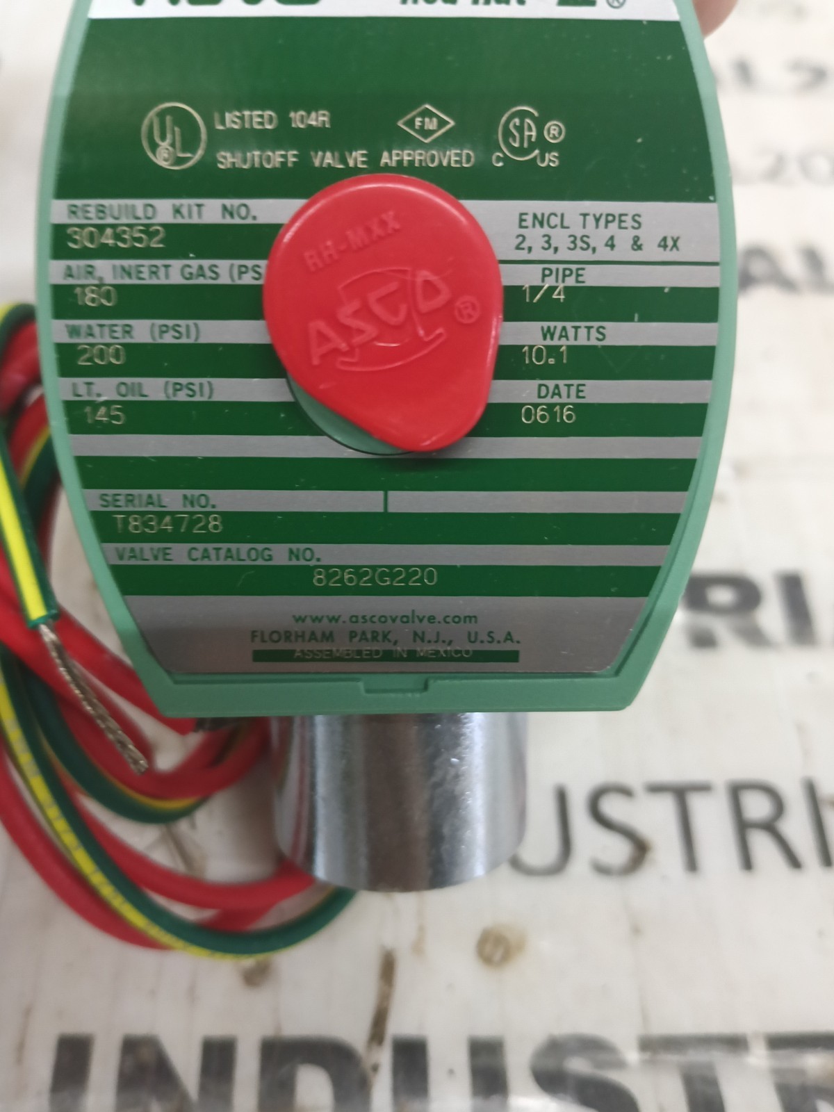 1/4” ASCO 826G220 SOLENOID VALVE