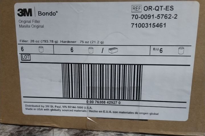 3M Bondo OR-QT-ES 6 Pk 28 Fl Oz Container Size Pink Body Filler (BW)