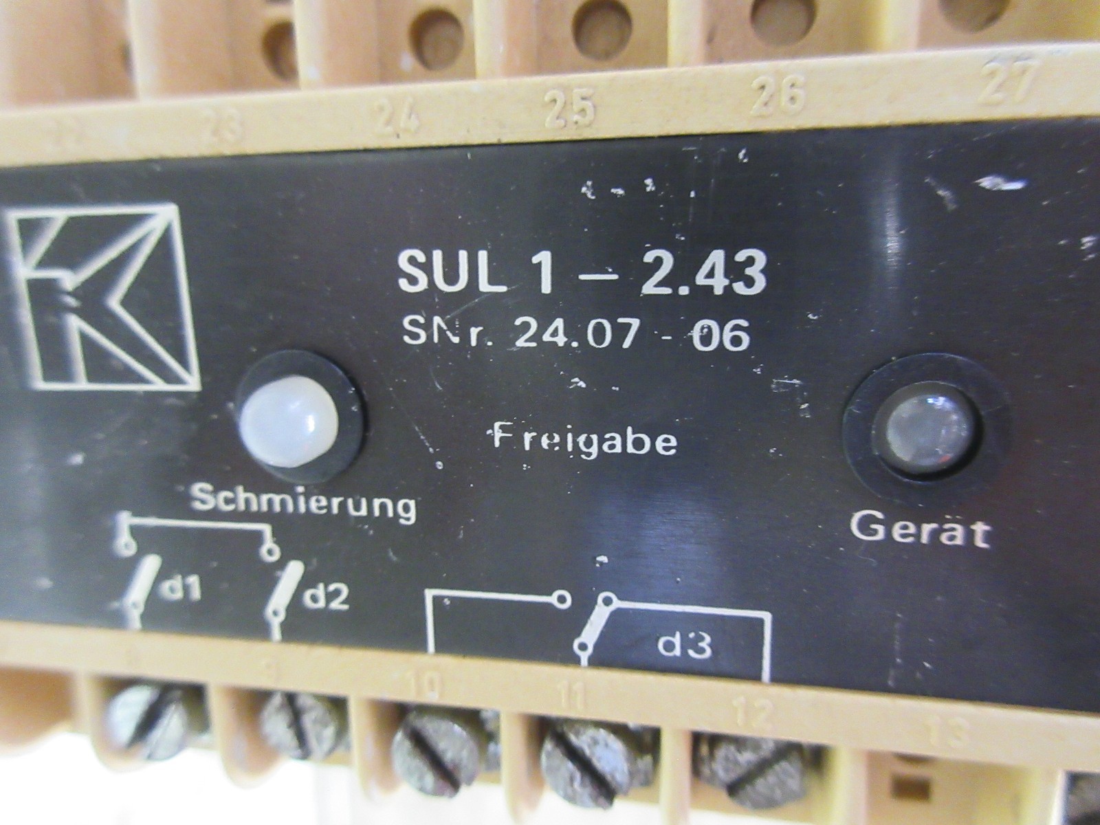 KLASCHKA LUBRICATION CONTROL SUL1-2.43 SNR. 24.07-06 CNC