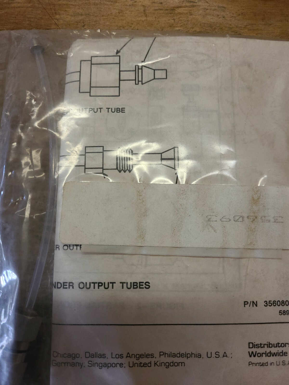 NEW VideoJET SP 356093 Excel Series Ink Cylinder Output Tube Assembly..NOS..
