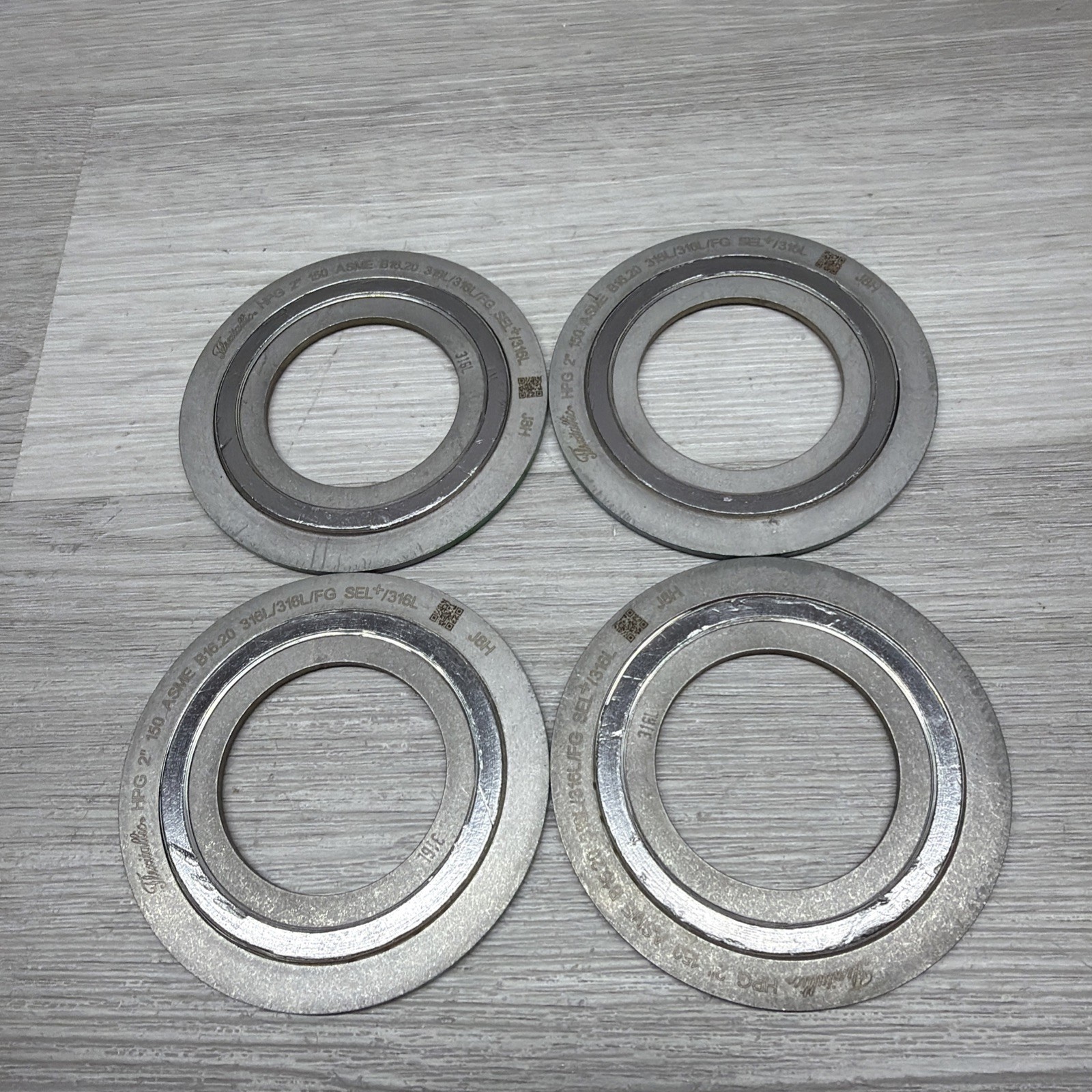 Lot Of 4 Flexitallic 020010202082 Spiral Wound Gasket, 2” 150#, 316 SS