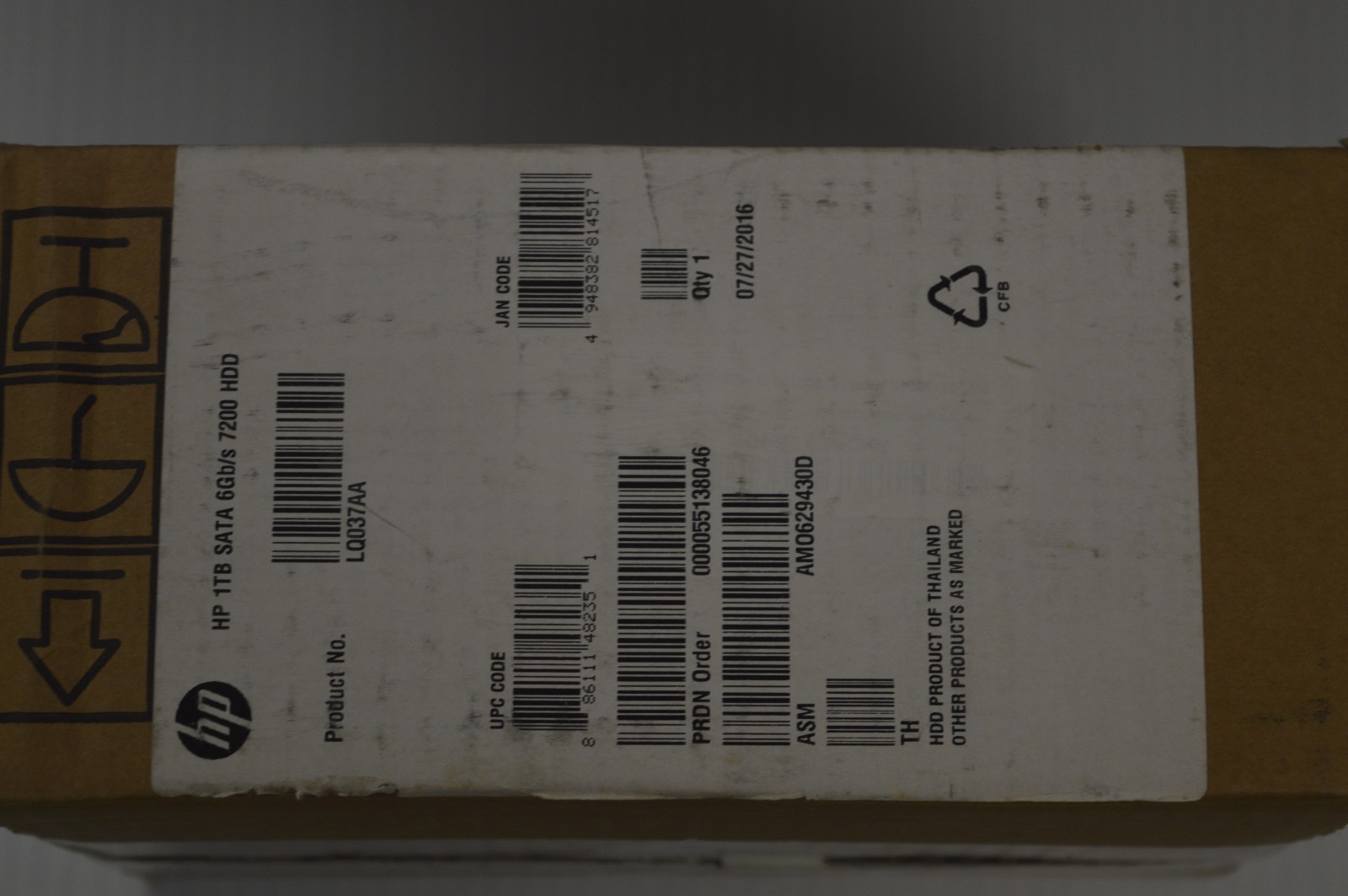 (NEW IN BOX) Hewlett Packard LQ037AA 1TB SATA 6Gb/s 7200 Hard Drive