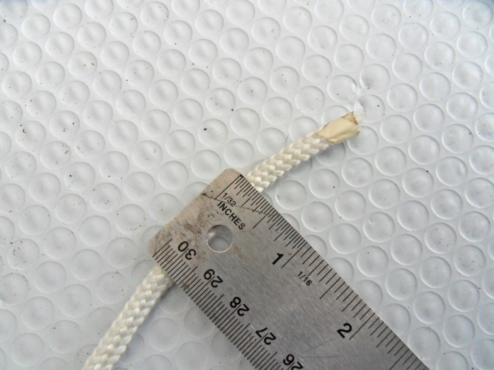 Made in USA 6′ Long 1/4″ Diam Fiberglass Rope Gasketing White Free US Ship