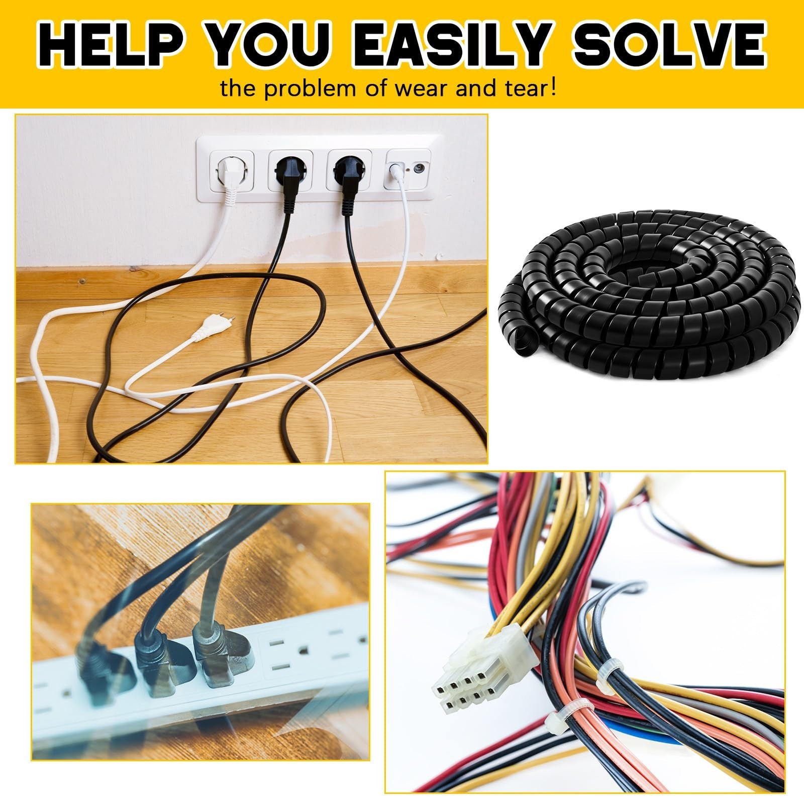 1 Pcs Spiral Wrap Cable Protector, Safe 2.0″ Od x 20′ Pre Cut Lengths Hydraul…