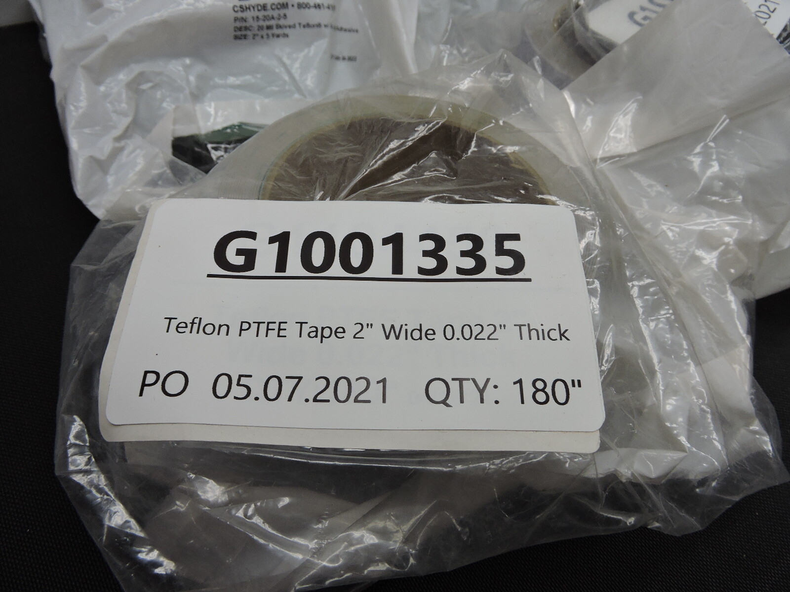 (4) – CS Hyde 15-20A-2-5 20 Mil Skived Teflon w/ Acrylic Adhesive (2″ x 5 Yards)