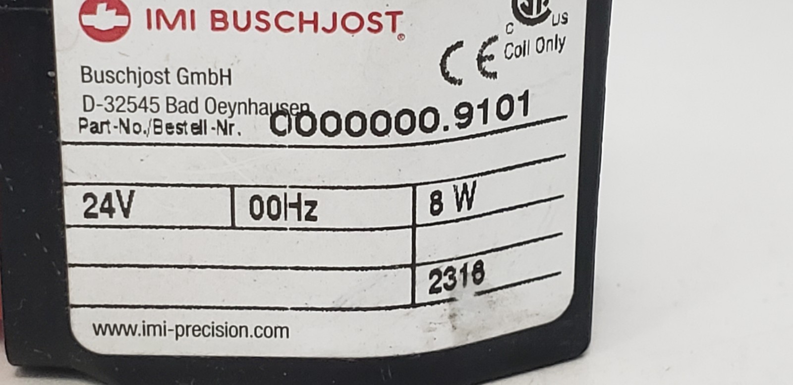 NORGREN IMI BUSCHJOST 0000000.9101 VALVE COIL, 24V, 8W, NNB