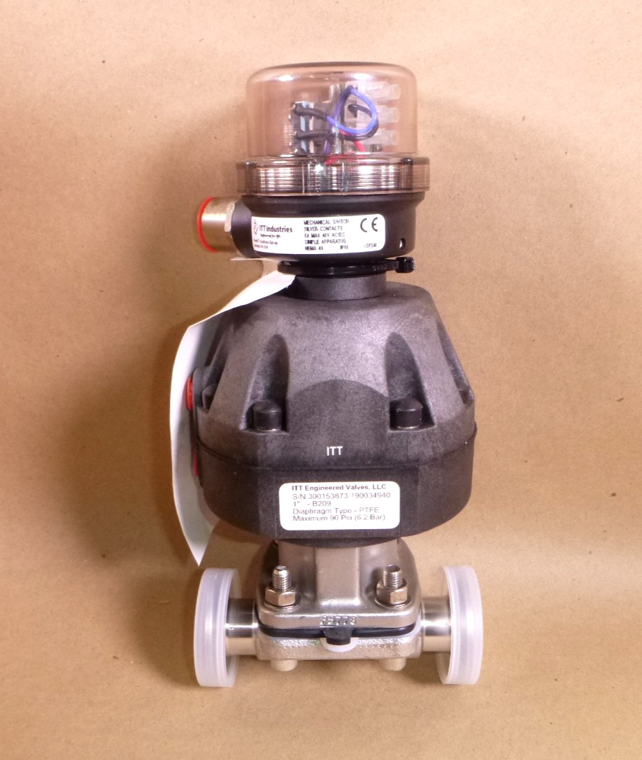 1″ ITT Pneumatic Actuator 90psi B209 W/Tri-Clamp Connection & Mechanical Switch