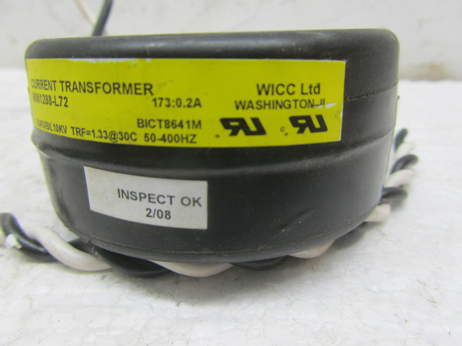 WICC LTD MW1288-L72 CURRENT TRANSFORMER 173:0.2A, 10KV, 50-400Hz
