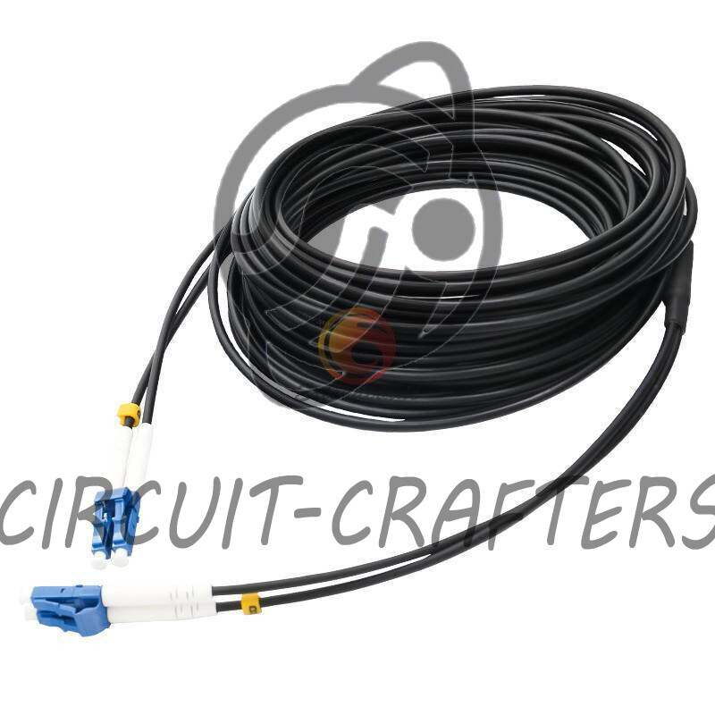 40M Black Armored Fiber Cable Duplex Fiber Optic Patch Cord LC-LC UPC SM 9/125
