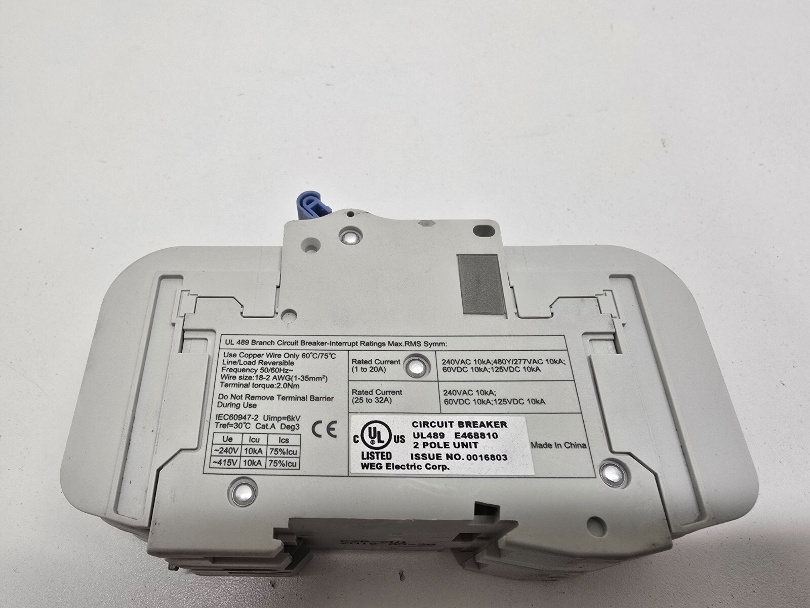 GOOD USED! WEG 2-POLE CIRCUIT BREAKER UMBW-4C2-2