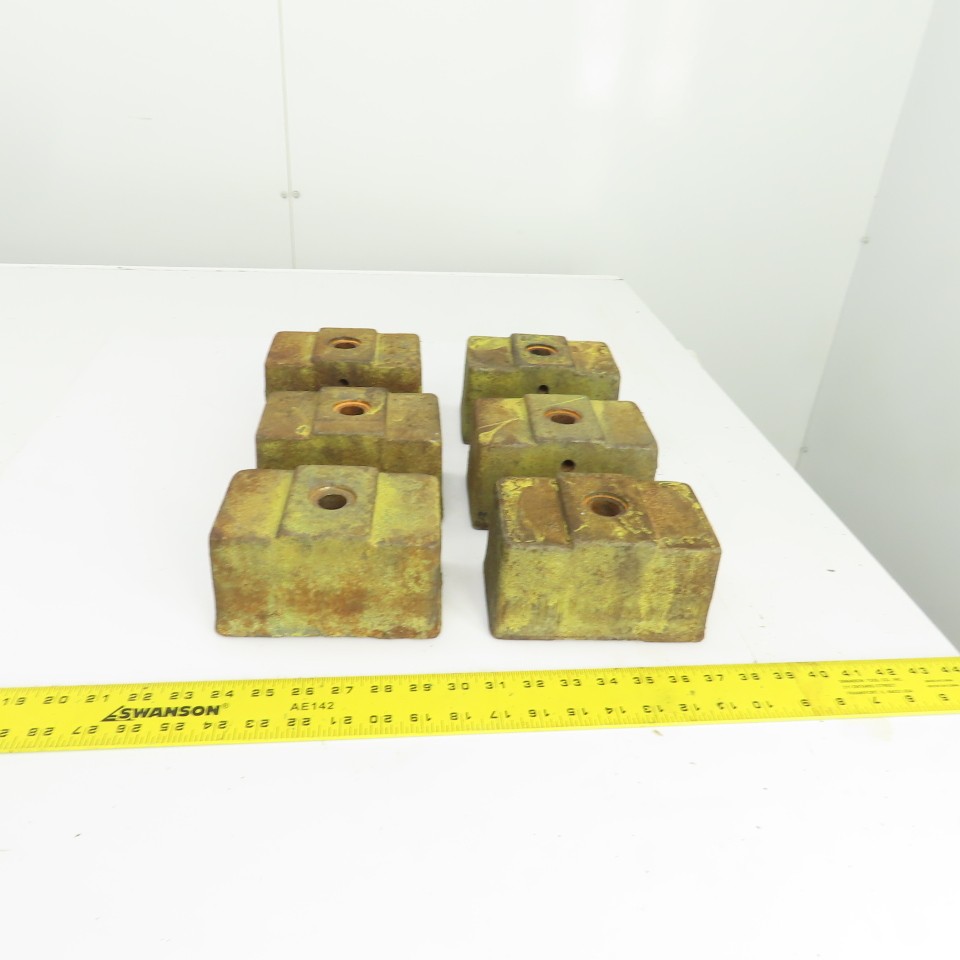 6 Lx3-1/2Wx 3-1/4″ H Cast Iron Machine Foot Pad Targets W/0.808″ Thru Hole Lot/6
