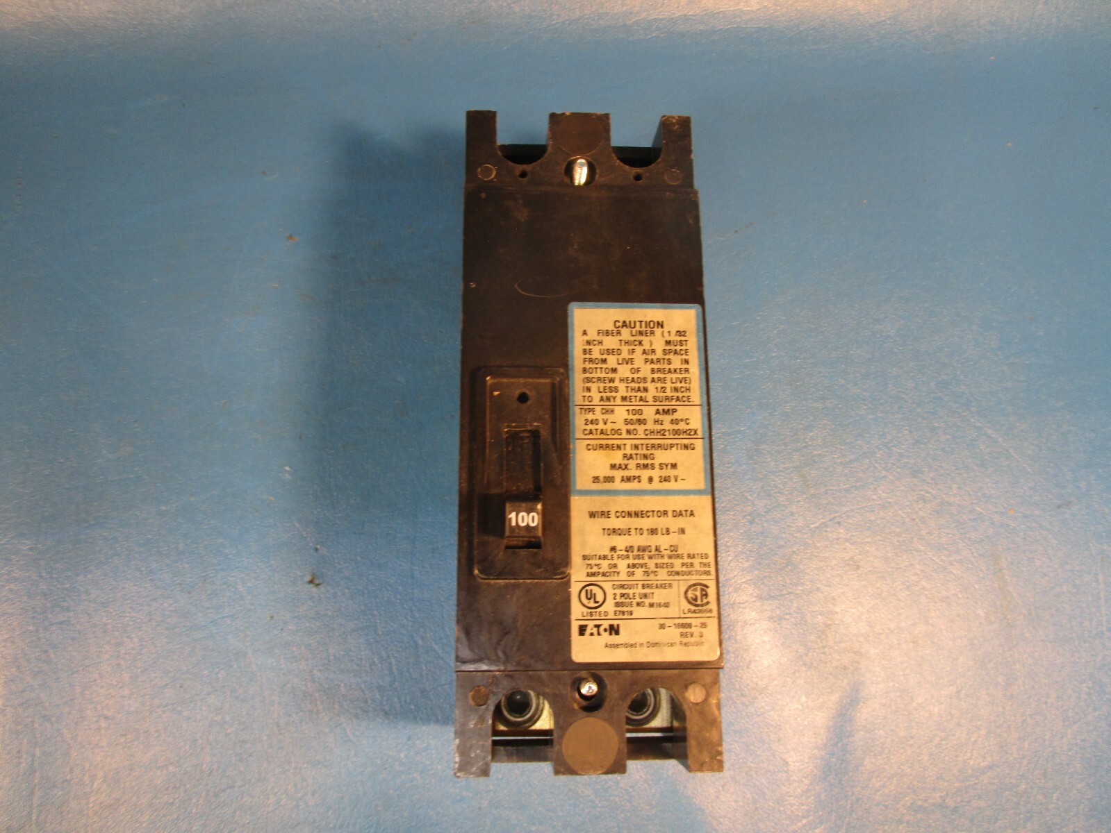 Eaton CHH2100H2X, Molded Case Breakers (MCCBs) CHH 2P 100A 240V 50/60Hz 1Ph