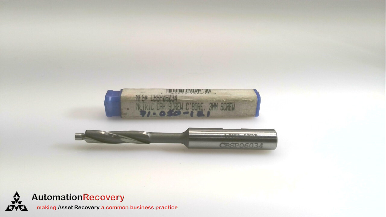 WHITNEY TOOL CBSP06034 METRIC PILOT CAP SCREW COUNTERBORE, 3MM SCREW,, N #269999