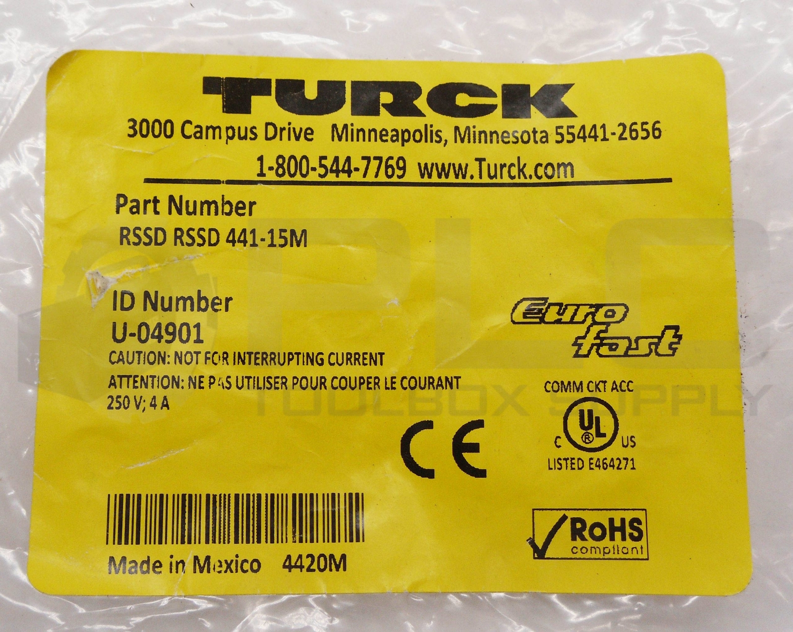 NEW TURCK RSSD RSSD 441-15M DOUBLE ENDED CORDSET 15M U-04901