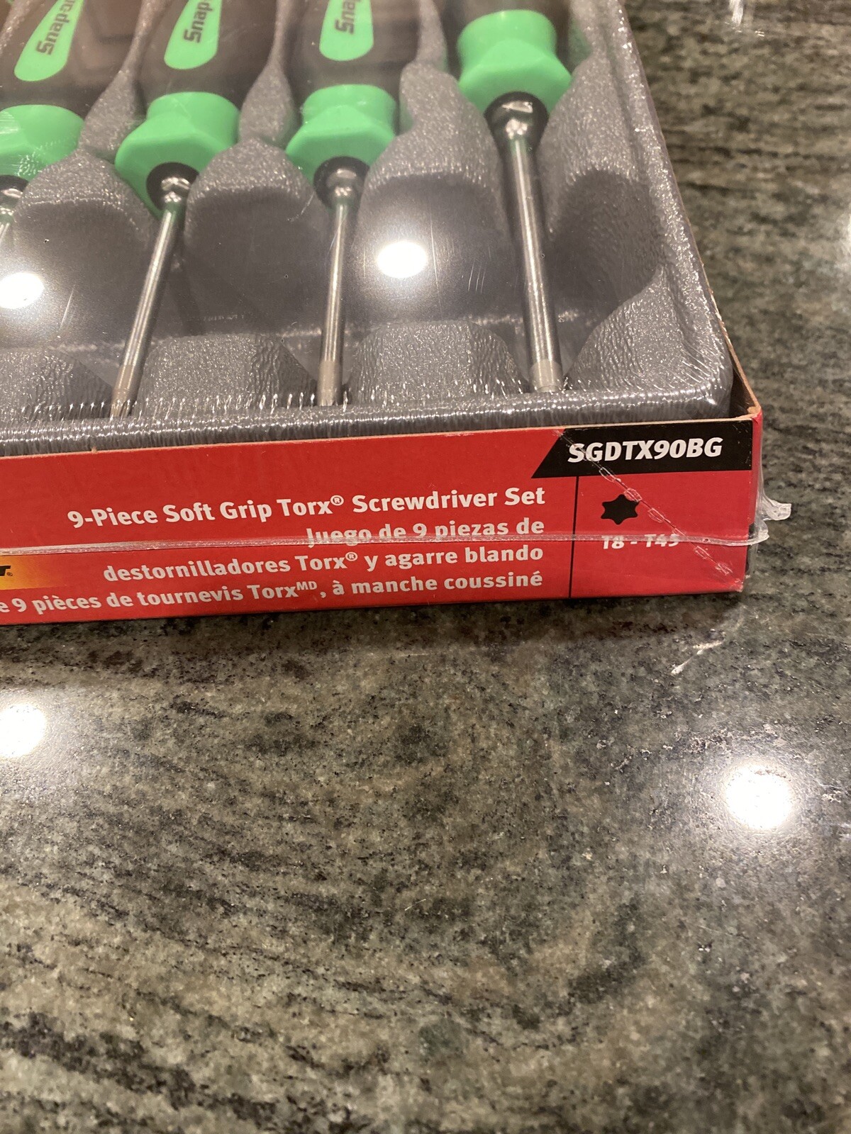 Snap-On sgdtx90bg 9 piece soft grip torx screwdriver set t8-t45 sealed
