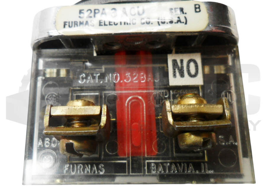 FURNAS ELECTRIC 52PA 3ACU /B PUSH BUTTON W/52BAL CONTACT BLOCK W/ 52BAU