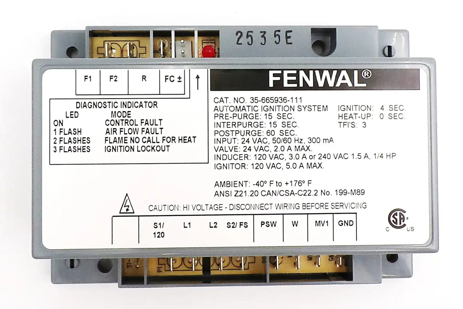 Fenwal 35-665936-111 Hot Surface Ignition Control 24v with 15 sec. Ships today