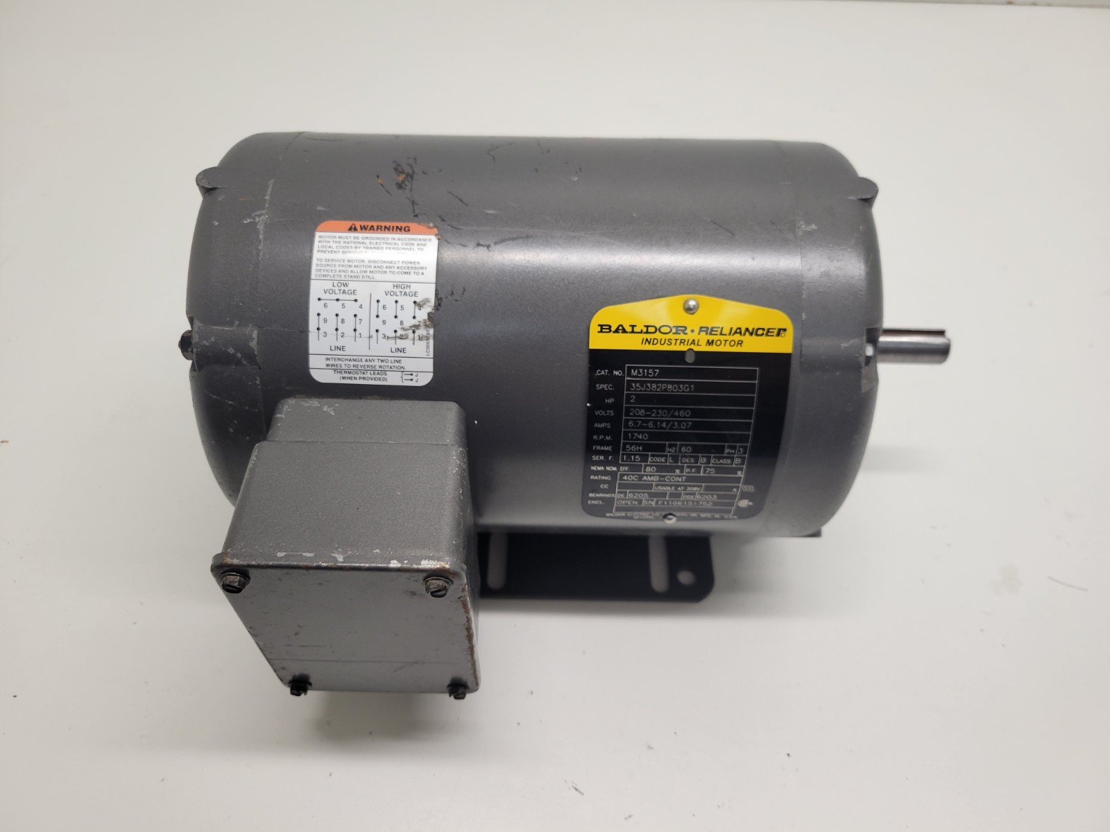 NEW OLD STOCK! BALDOR RELIANCE 2HP 208-230/460V 1740RPM MOTOR M3157