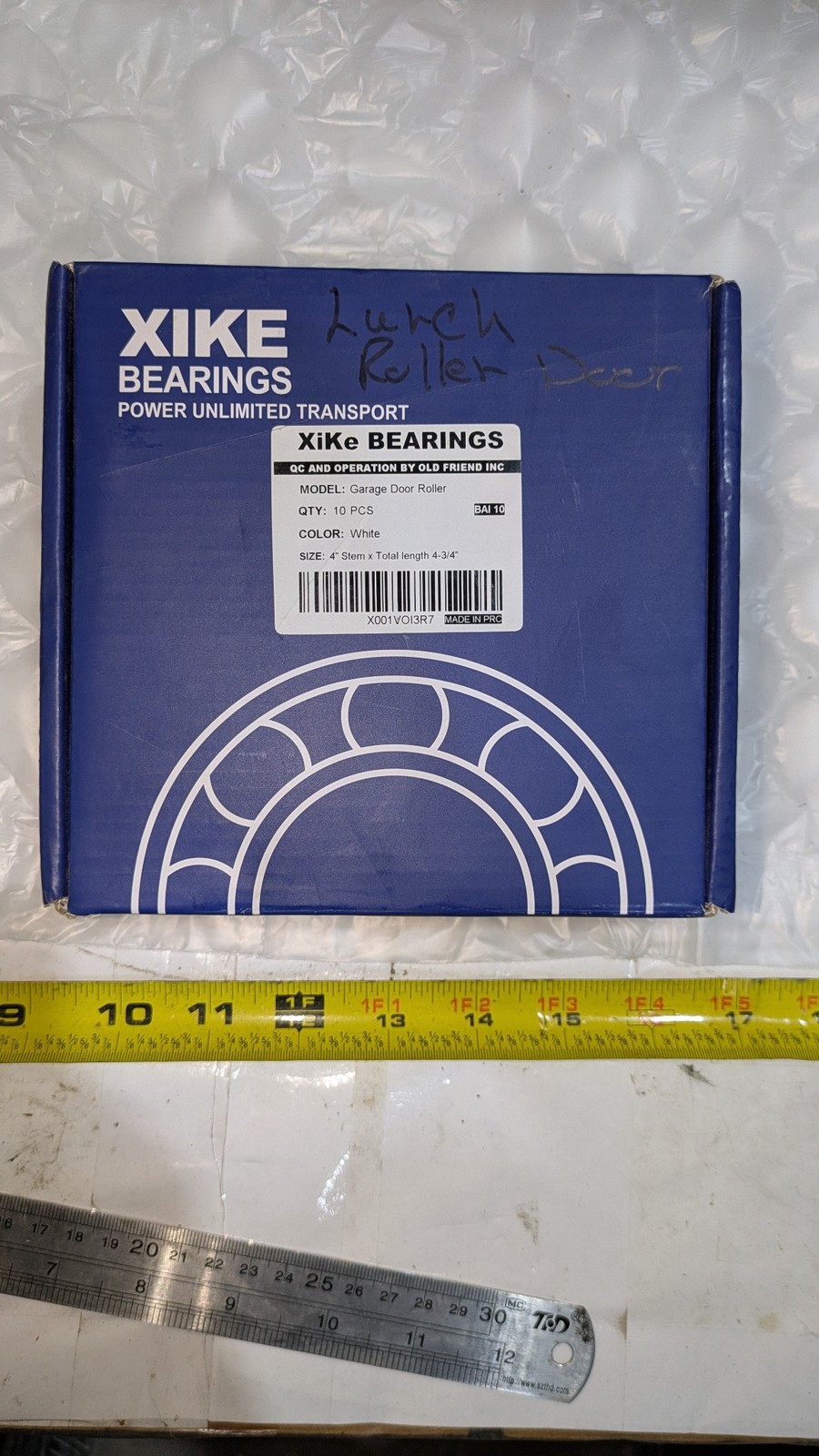 XIKE BEARINGS GARAGE DOOR ROLLER WHITE 4″ STEM X TOTAL LENGTH 4-3/4″ … 10/PK