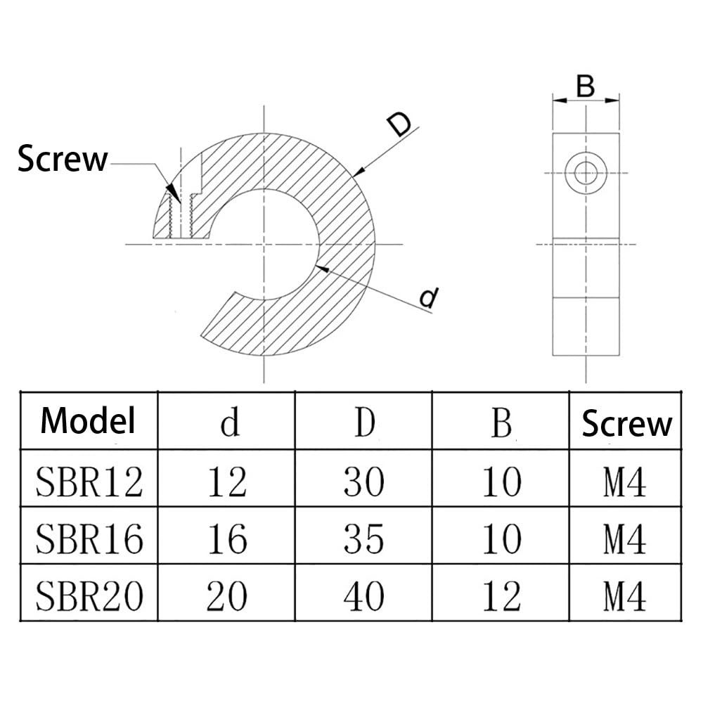 4PCS SBR20 20mm Linear Rail Stop Collars Aluminum Alloy Shaft Limit For