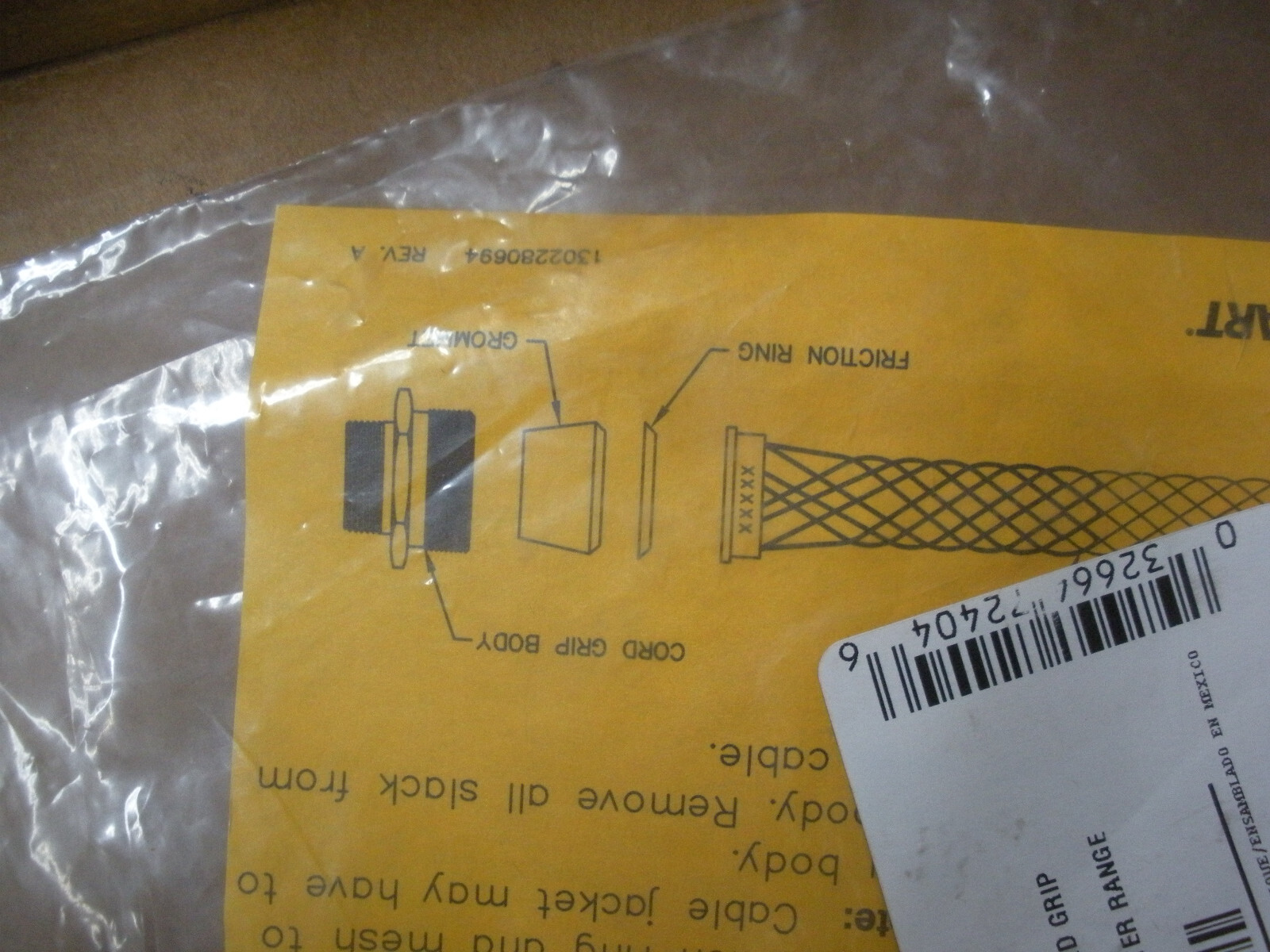 90 degree cord grip strain relief .5-.625 1/2-5/8 range Arrow Hart DC100500-90