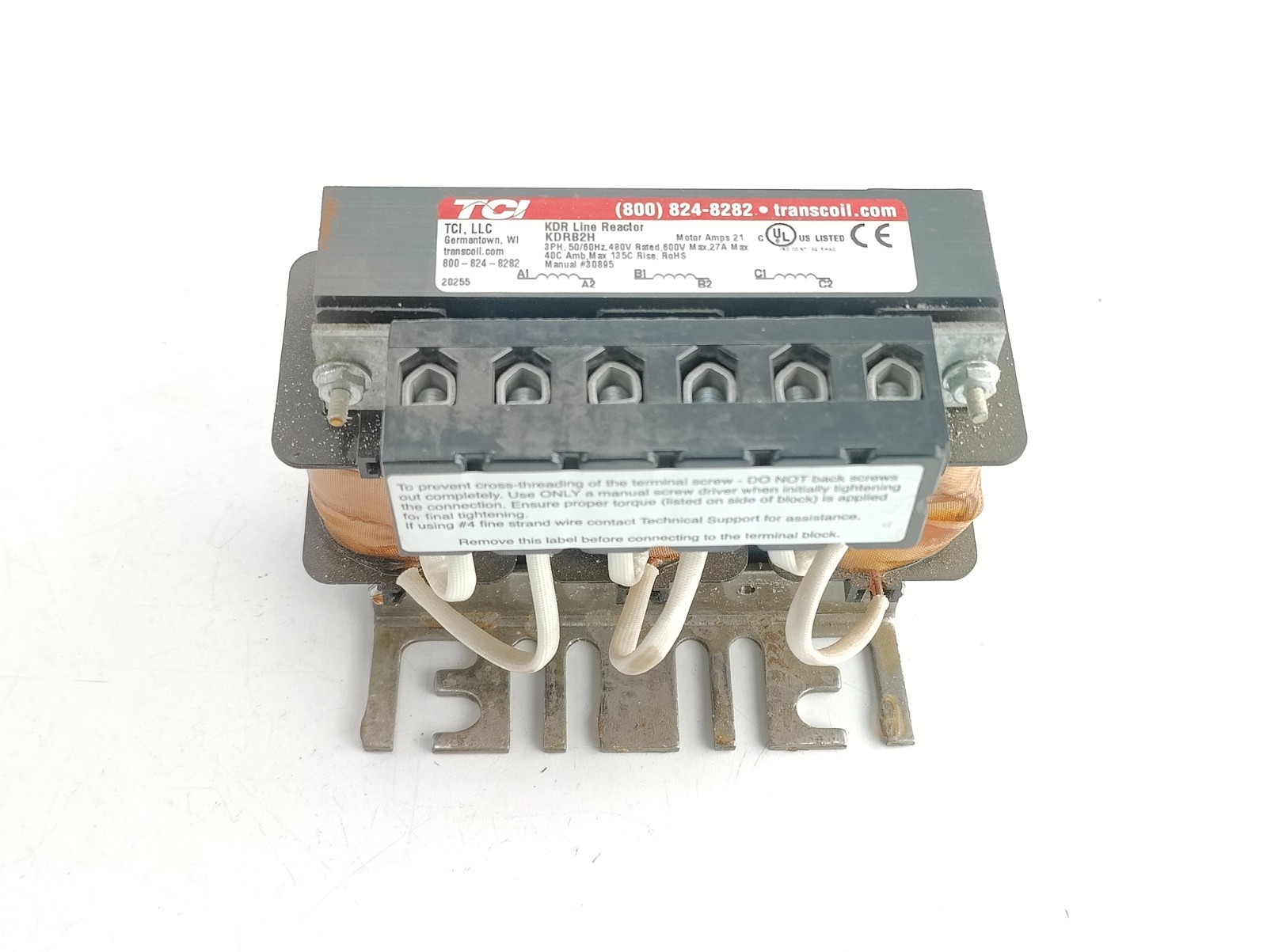 TCI TRANS-COIL KDRB2H KDR DRIVE REACTOR 3-PHASE 27A MAX