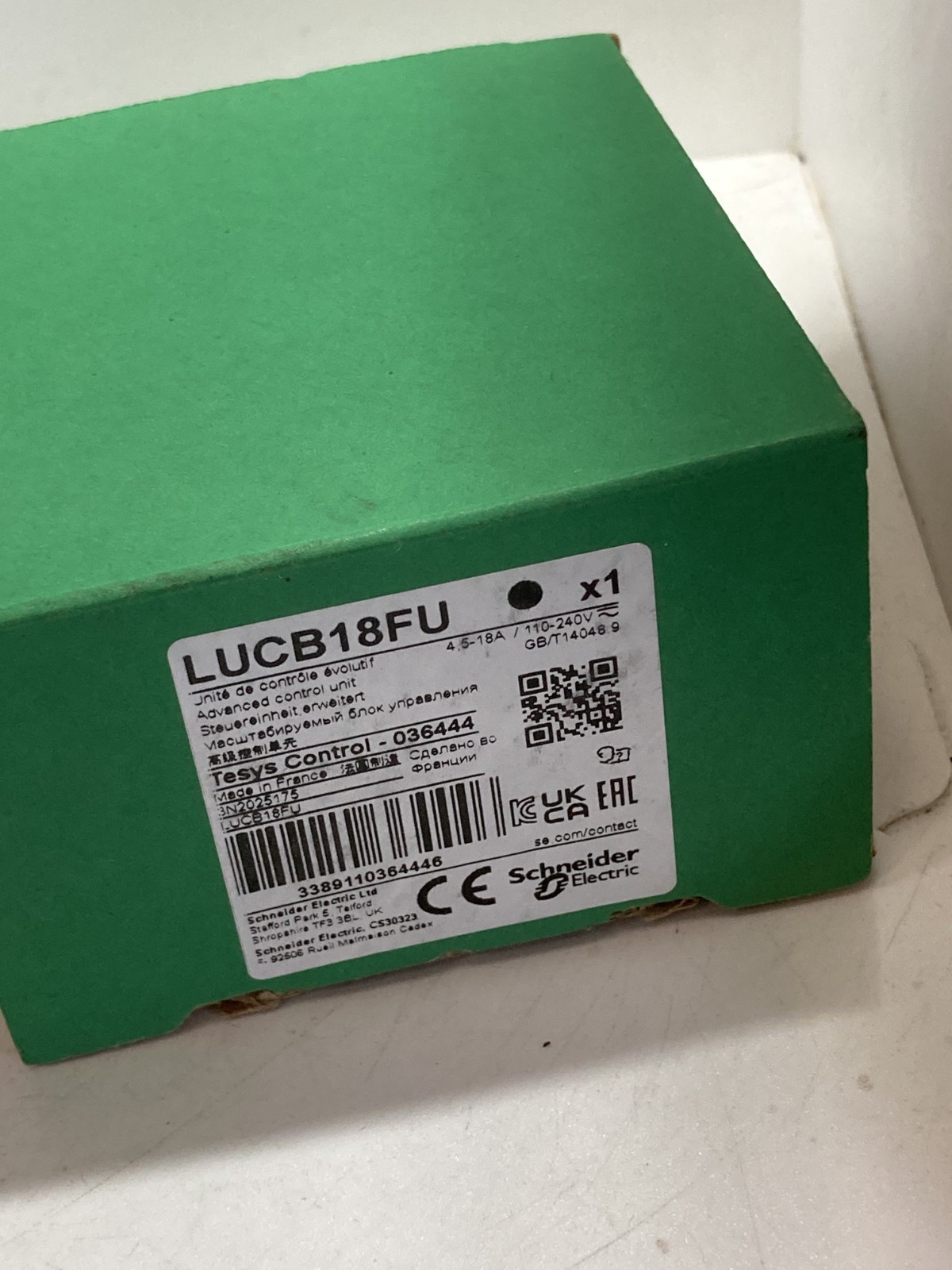 SCHNEIDER LUCB18FU ADVANCED CONTROL UNIT 4.5A-18A 3P MOTORS 110-240V NIB