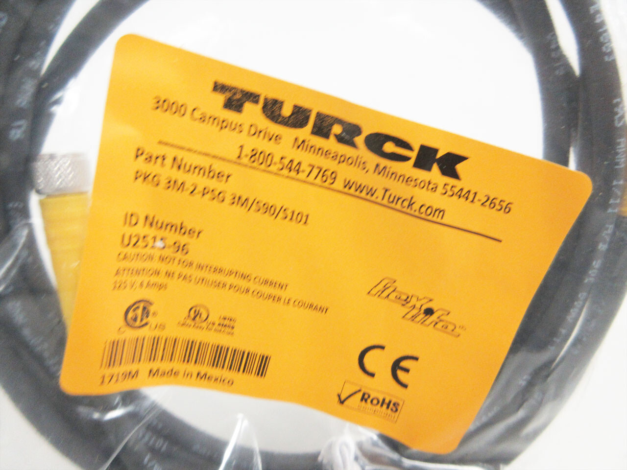 TURCK U2515-96 PKG 3M-2-PSG 3M/S90/S101 CABLE STRAIGHT BLACK TPU 2M PICOFAST NEW