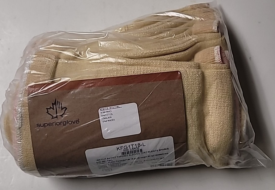 Superior Glove KFG1T18-L 18in Cut A4 Knit Tapered Sleeves Large 6 Pair Yellow