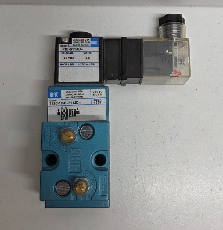 NEW NO BOX! MAC 24V 4-WAY 1/4″ PORTS SOLENOID VALVE 712C-12-PI-611JD