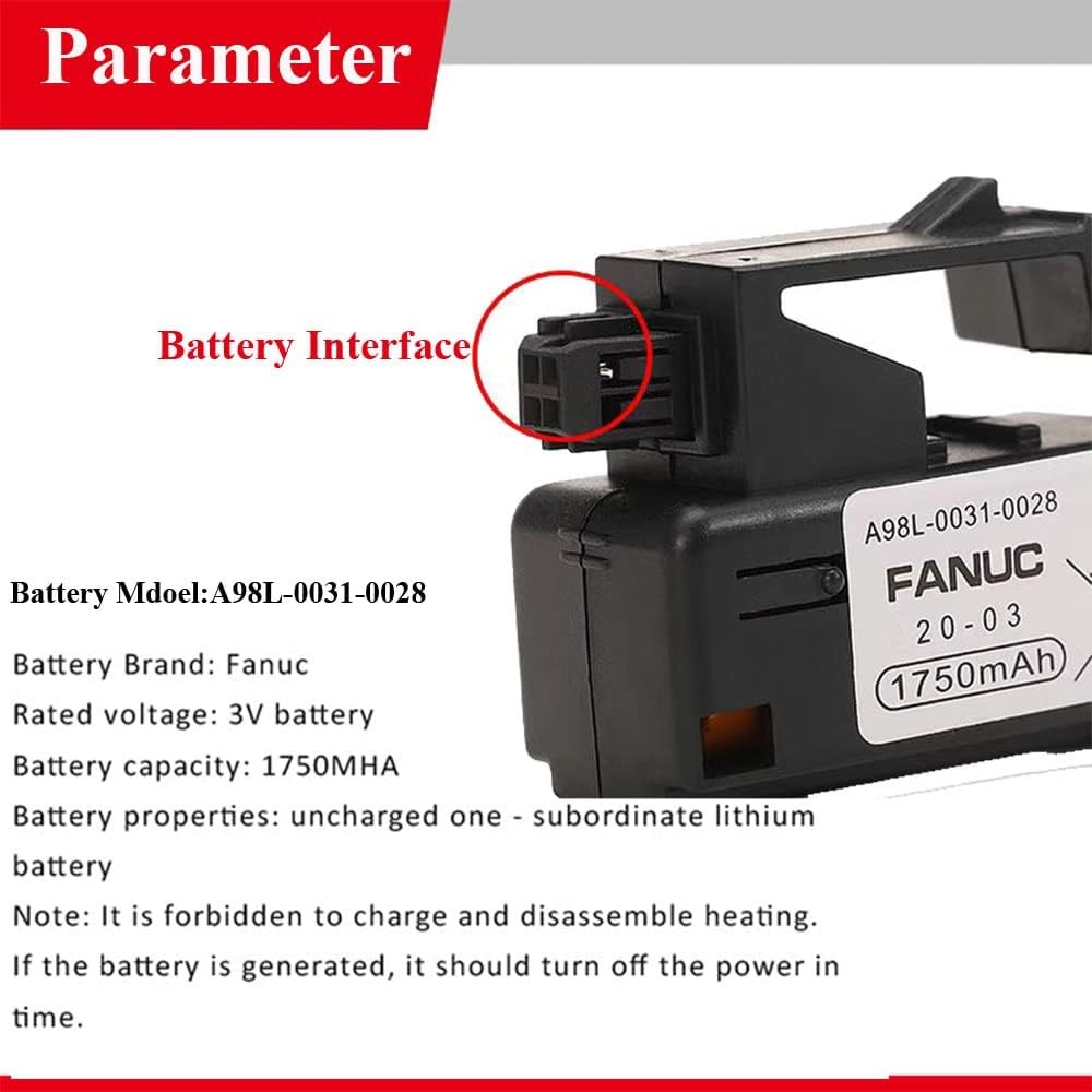 Pack of 2 Replacement for Fanuc A98L 0031 0028 A02B 0309 K102 3V 1750mAh PLC