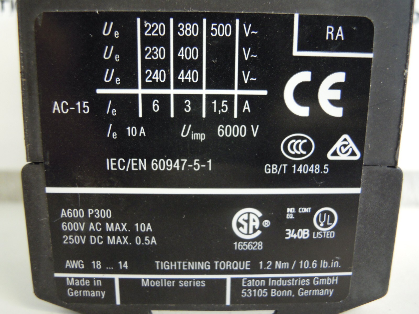 EATON KLOCKNER MOELLER DIL ER-22 CONTACTOR 2NO/2NC 3A 24V +COIL XTRM10A22*TESTED