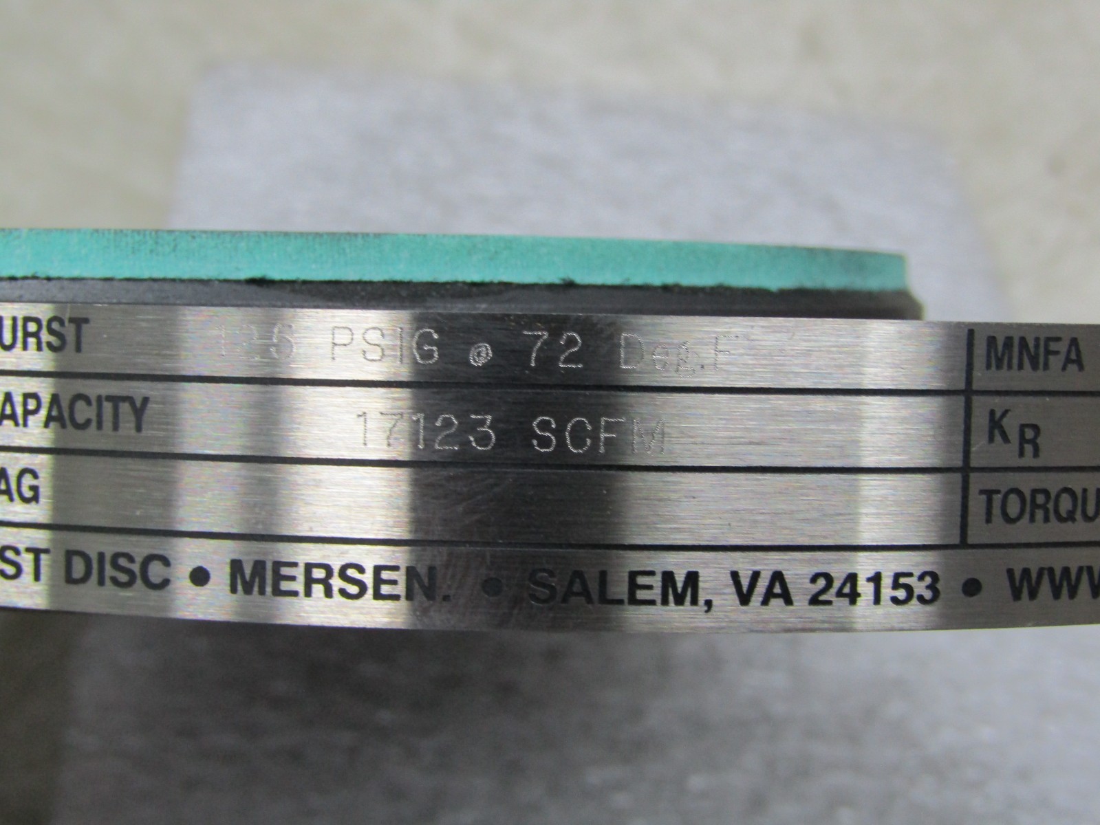 💥NEW MERSEN 3″ GRAPHILOR BURST DISC SERIES 3 125 PSIG @ 72°F 17123 SCFM 35′ LBS
