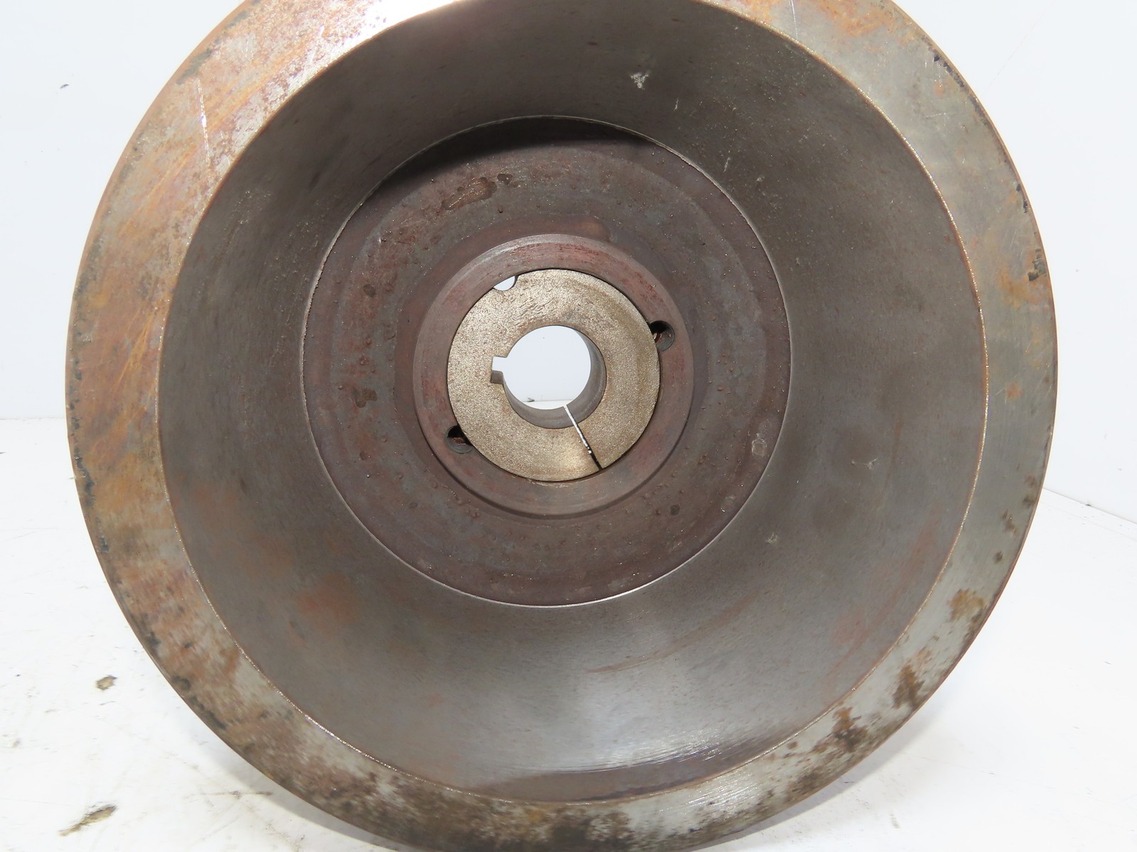 8″Dia5″Wide Knurled & Crowned Steel Flat Belt Pulley 2517Taper Bushed 1-1/2″Bore