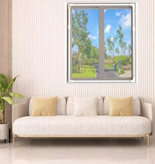 SimpleHome Magnetic Window Screen, Adjustable DIY White Frame Cut To Size New