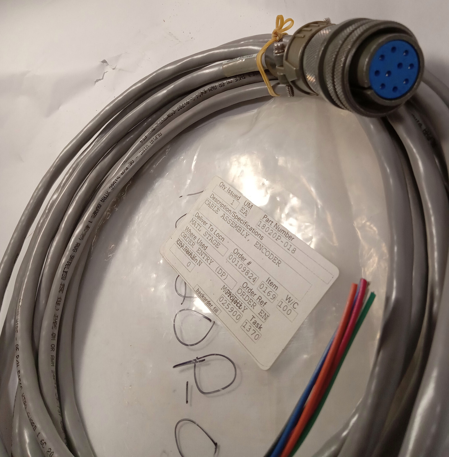 1 NEW ALPHA WIRE 5156C 20’ 20 AWG ENCODER ASSEMBLY/18020P-018 NNB **MAKE OFFER**
