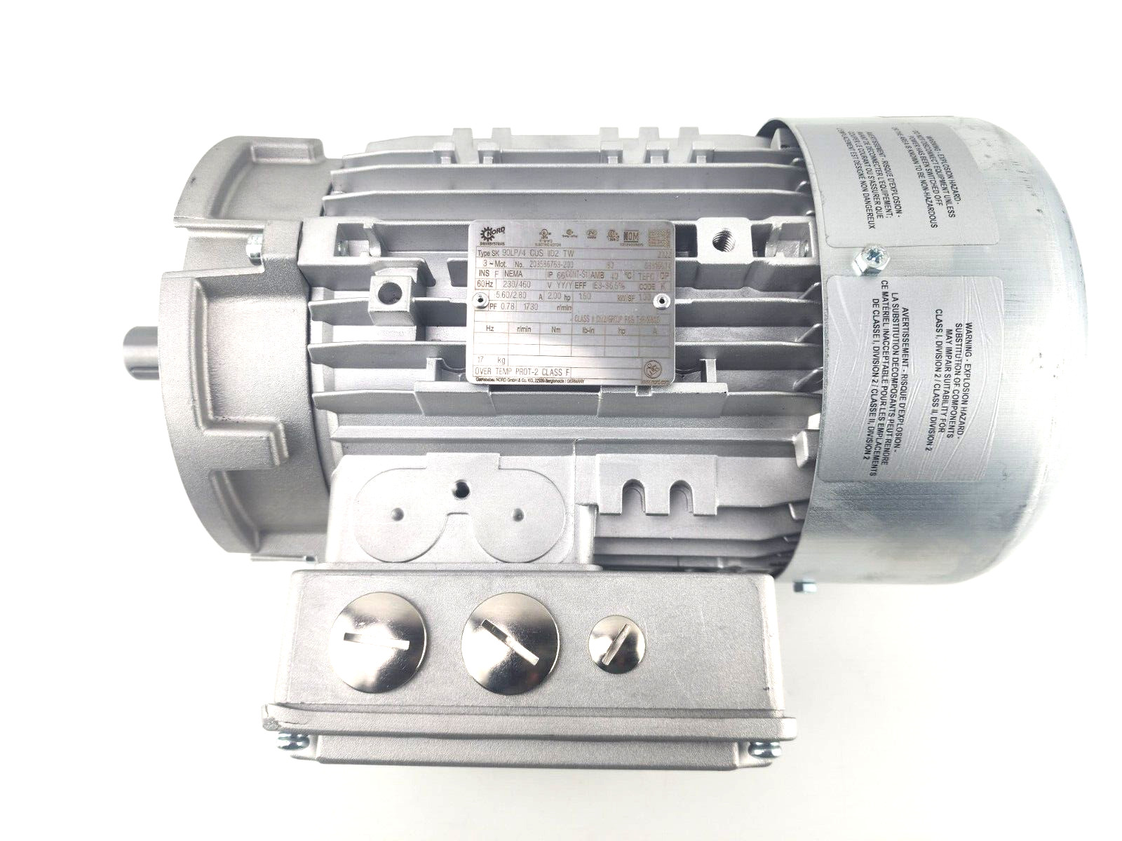 Nord SK90LP4CUS 3PH Motor IP66 2HP 230/460V 60Hz 5.60/2.80 1.5KW 1730RPM