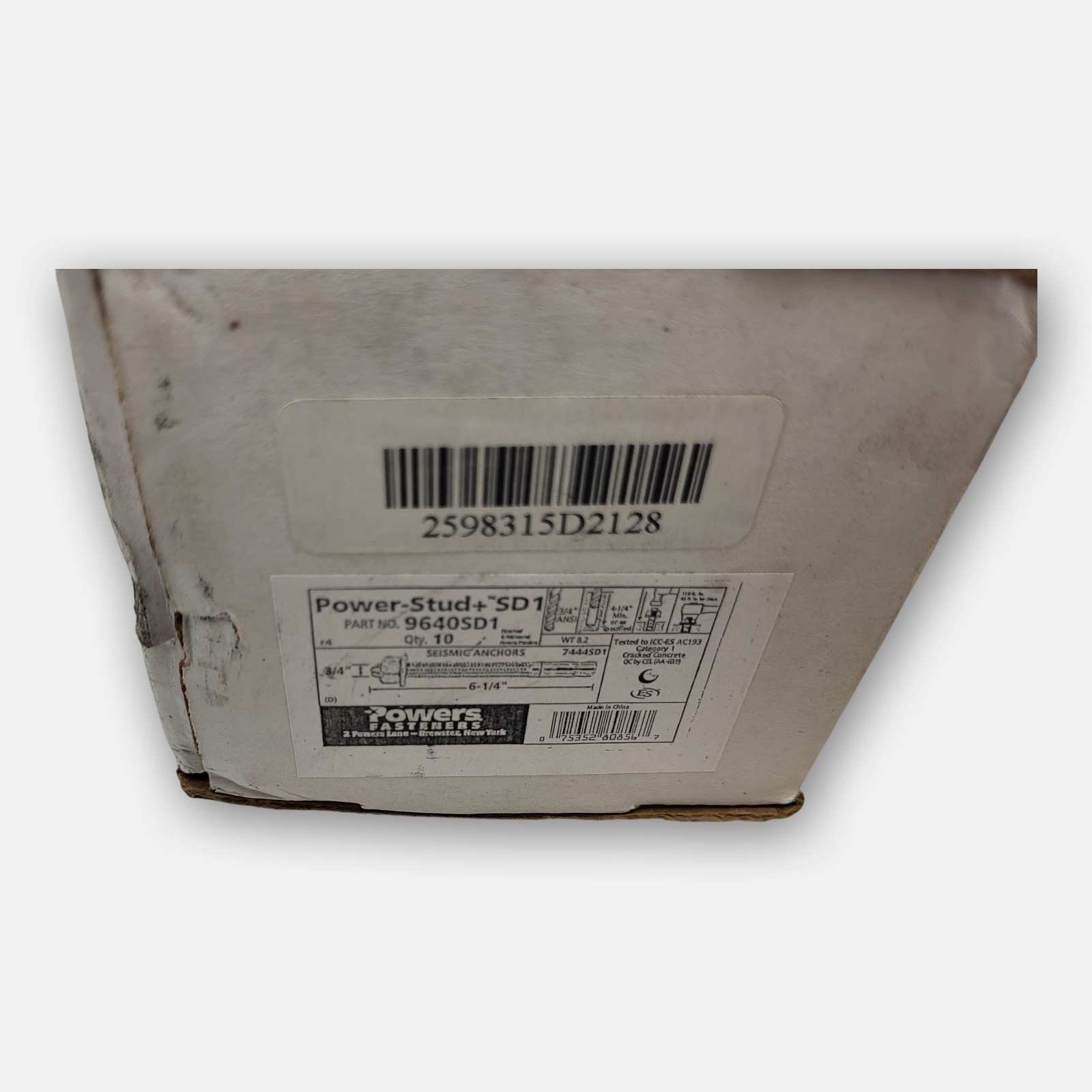 NEW BOX OF 10 POWERS FASTENERS 9640SD1 SEISMIC ANCHORS 3/4″ X 4-1/4″ *READ*