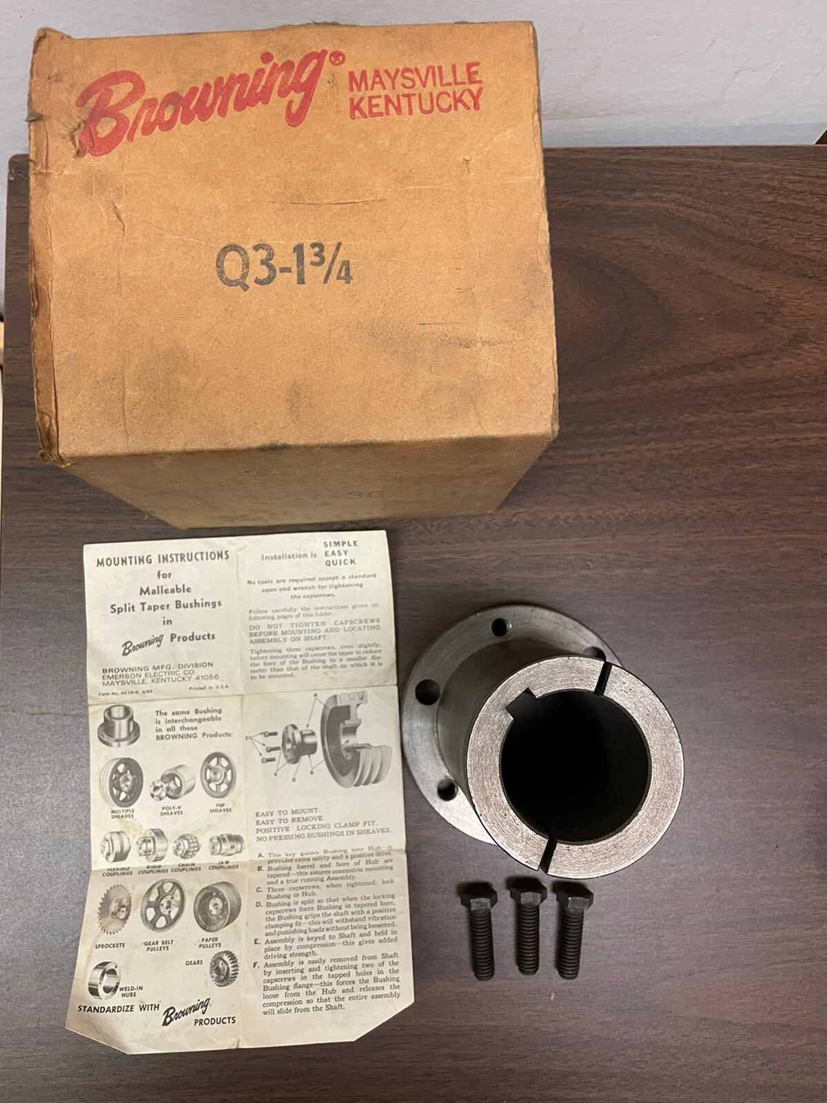 BROWNING Q3 13/4 SPLIT TAPER BUSHING NOS